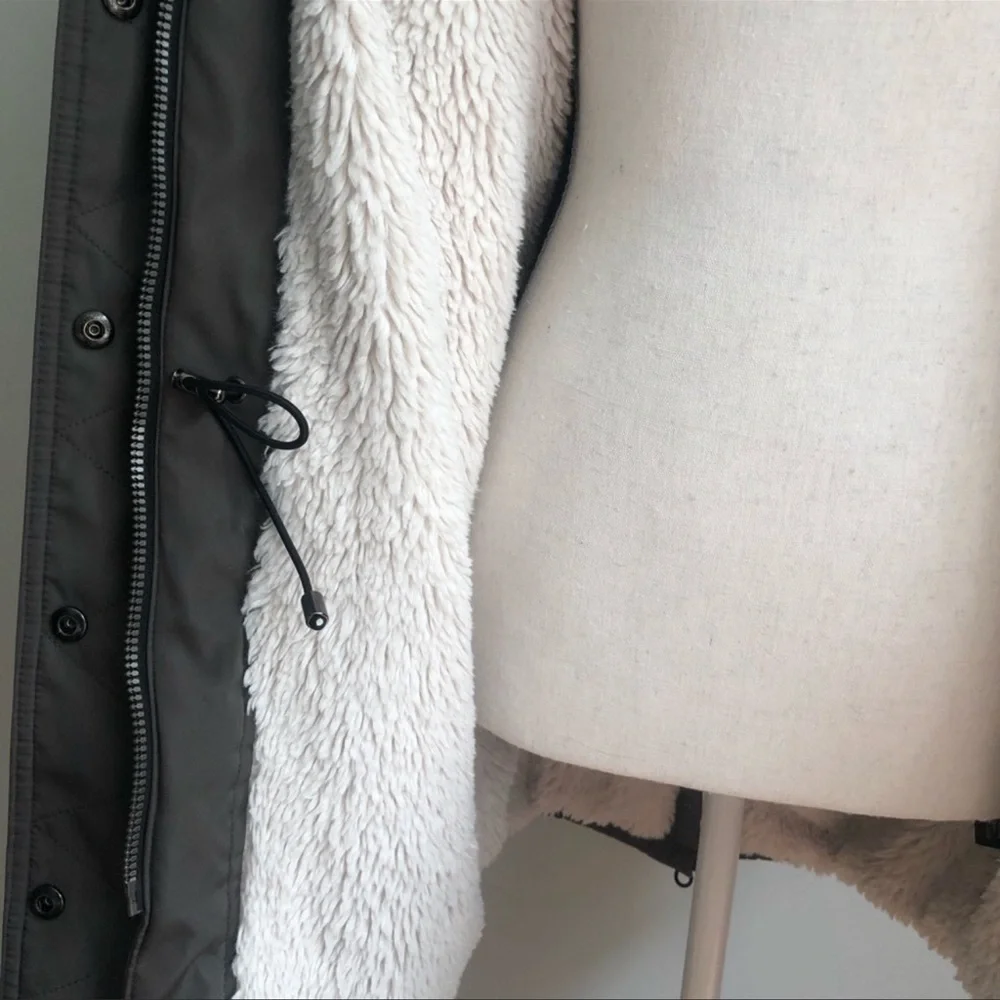 S-13 Women’s Olive Green Parka Coat with Faux Fur Trim